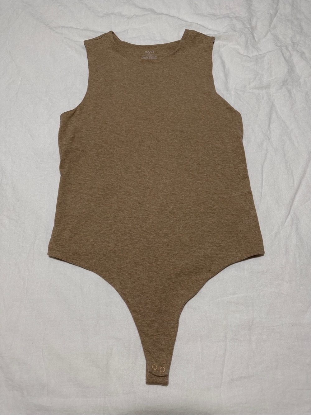 nuuds Classic Crew Tank Bodysuit, Heather Cinnamon